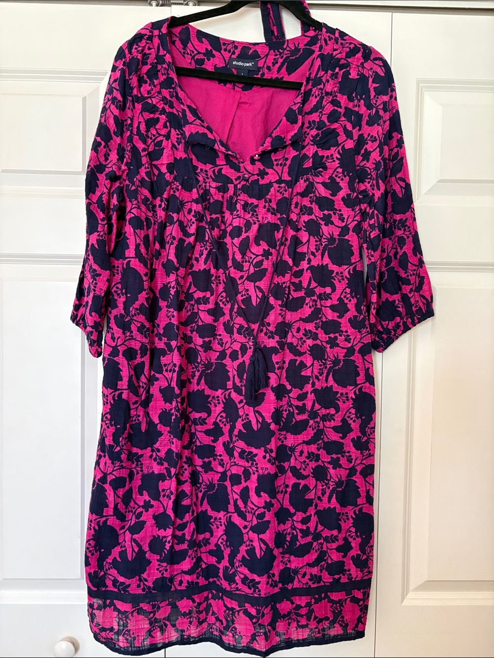 Studio Park Pink and Navy Floral Midi Dress